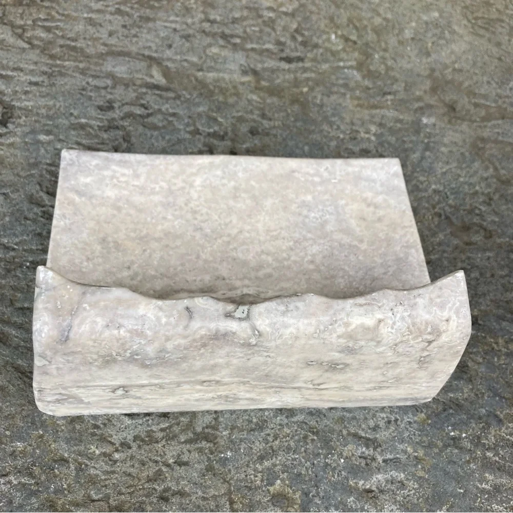 🌲 Travertine Soap Dish, Natural Stone. NWOT.